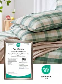 LongNap™ 3-teiliges Bettbezug-Set im Premium Gingham Preppy Stil, dicker Stoff mit 95GSM, angenehmes und atmungsaktives Gefühl für heiße Schläfer, ideal für Schlafzimmer oder Studentenwohnheime, Bettbezug mit Knöpfen und 8 Eckbändern *1, Kissenbezug *1/2, Grün