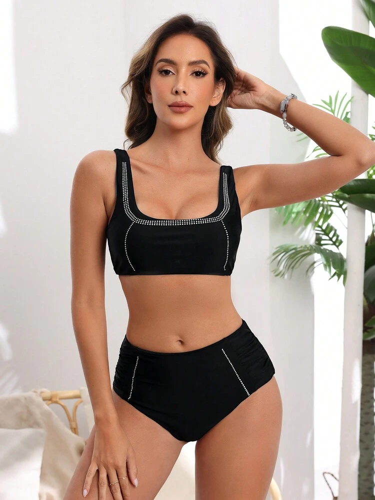 Summer Women'S Rhinestone Decor Swimwear Set