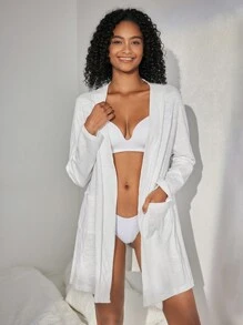 Ocili Leisure Women's Long Sleeve Bathrobe For Home Wear/Sleepwear - White - View 4