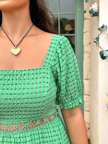 Dreamara Plus Size Square Neck Bell Sleeve Dress