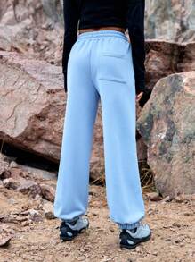 In My Nature Women's Drawstring Elastic Cuff Jogger Sweatpants - Baby Blue - View 2