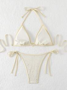 SHEIN Swim Summer Color Blocked Bikini Set With Sequin Decoration - Apricot - View 6