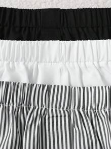 SHEIN LUNE Women's Elastic Waist Curved Hem Skirt 3pcs Set - Multicolor - View 3