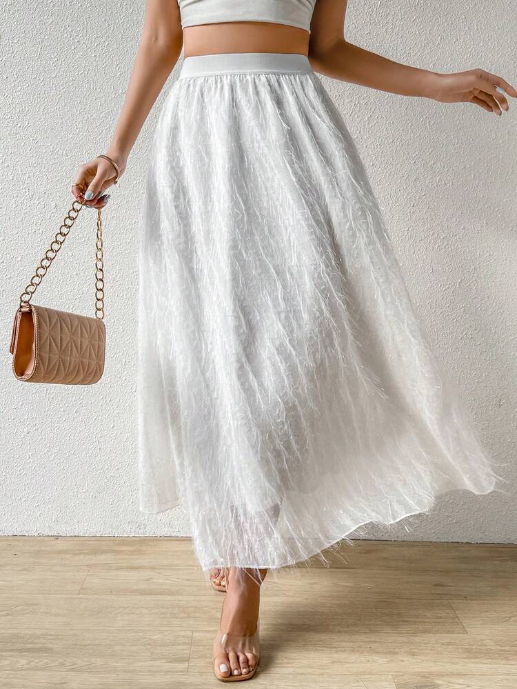 Women's Elastic Waist Mesh Skirt