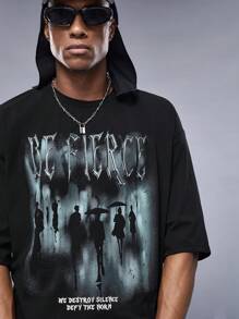 Manfinity RebelGame 男款針織休閒印花t恤