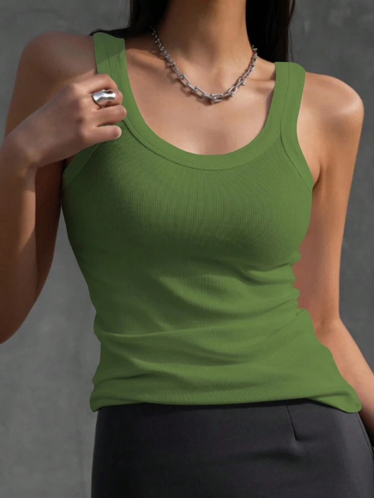 Women's Solid Color Round Neck Tank Top