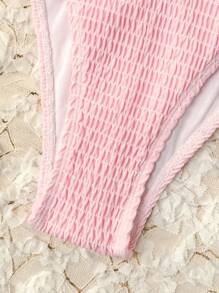 SHEIN Swim Women's Push-Up Bikini Set With Spaghetti Straps And Separated Bottoms Summer Beach - Pink - View 7