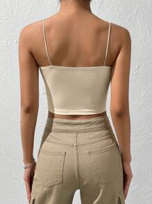 SHEIN EZwear Ladies' Solid Color Basic Camisole Tank Top - Apricot - View 2