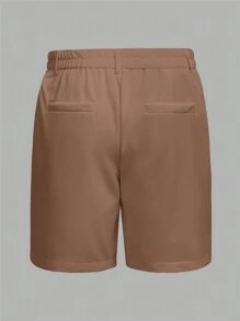 Manfinity Homme Nam Màu thuần Quần short Với Túi xéo - Màu Khaki - Xem 2