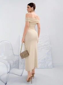 Aloruh 露肩針織連衣裙 - 白色 - 查看 2