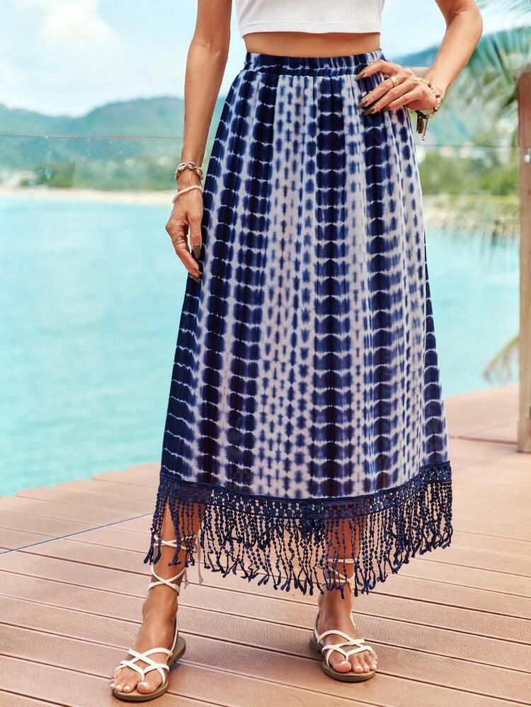 Women's Tie Dye Elastic Waistband Vacation Skirt