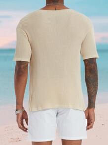 Manfinity Homme Men's Open Front Short Sleeve Cardigan - Apricot - View 2