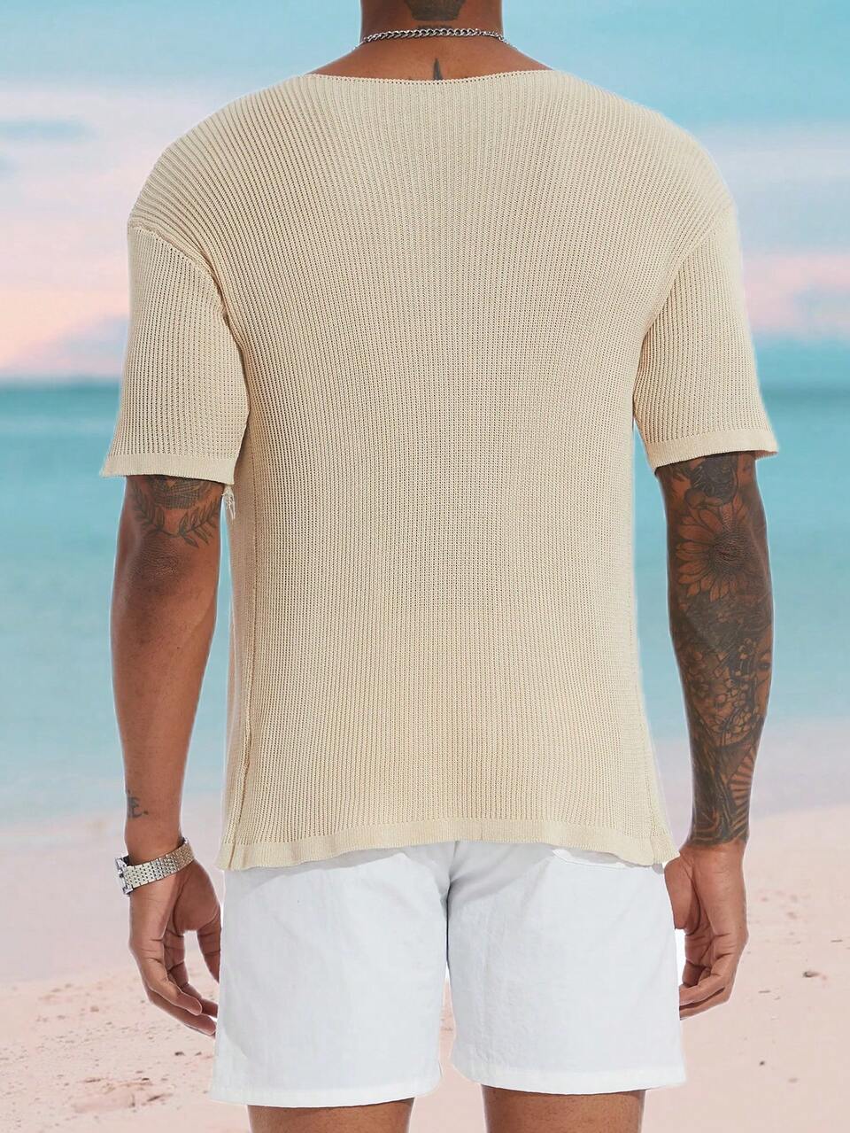 Men's Open Front Short Sleeve Cardigan