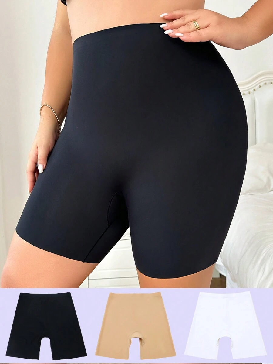 SHEIN ثلاث قطع للمجموعة،ملابس داخلية نسائية طويلة بأربعة أركان للمقاسات الكبيرة - متعدد الألوان - مشاهدة 1