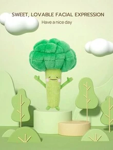 LongNap™ Cojín De Bufanda De Peluche Con Forma De Brócoli Sonriente Para Relajación De Oficina Y Decoración De Habitación Moderna, Juguete Para Niños Y Adultos, Regalo Para Su Novia O Novio, Juguete Esponjoso Suave Color Verde - Verde - Ver 4