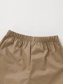 SHEIN Babyjongen Effen kleur Vest DUBBELE KNOPENRIJ Shirt Effen kleur Shorts 3 st./set
