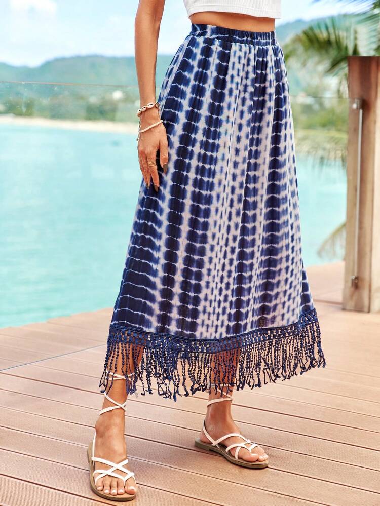 Women's Tie Dye Elastic Waistband Vacation Skirt