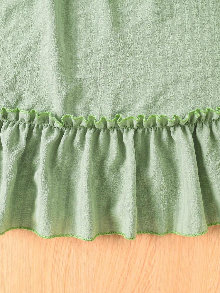 Toddler Girls' Floral Embroidery Dress With Ruffle Hemline Decoration