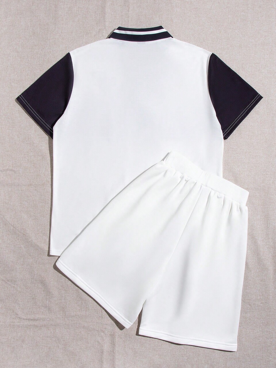 Women's Color Block Polo Shirt And Shorts Set