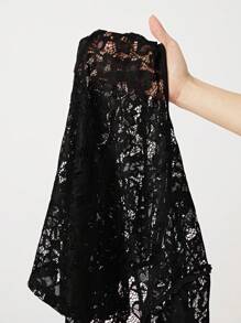 SHEIN Lady 1pc Women's Lace Open Front Jacket In Fall/Winter - Black - View 7