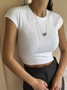 DAZY Camiseta Corta Lisa Para Mujer - Blanco - View 4