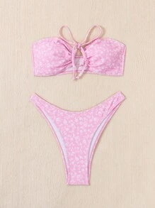 SHEIN Swim Little Floral Print Bikini Set, Summer Beach - Multicolor - View 5