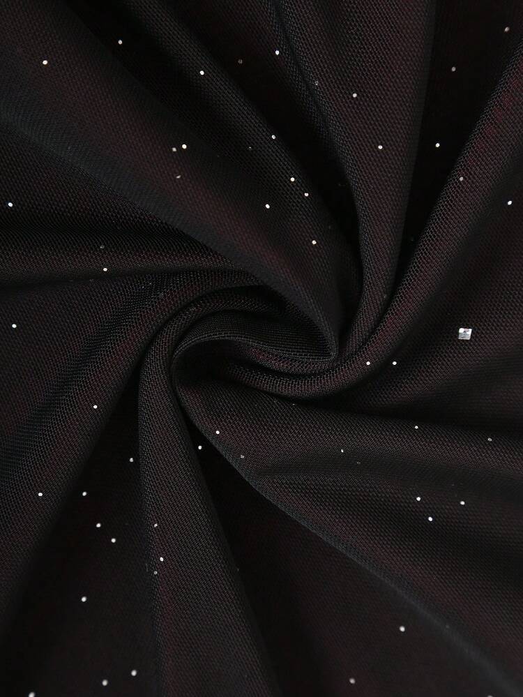 SHEIN Unity Jupe en tulle à mailles étincelantes pour femmes - Rouge - Voir 4