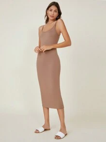 SHEIN BASICS Solid Cami Bodycon Dress