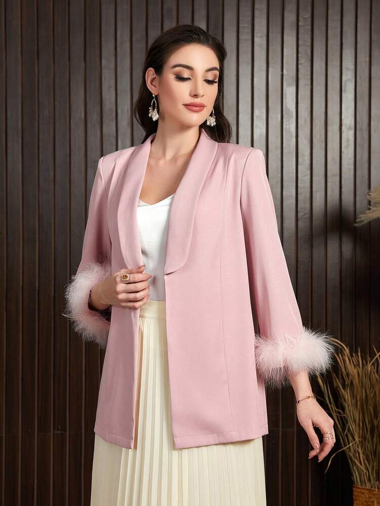 Furry Cuff Cape Collar Blazer Jacket