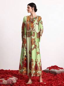 Vestido para mujer con estampado floral y estilo de corbata frontal