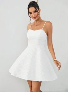 SHEIN Privé Women's Halterneck Wedding Season Dress - White - View 6