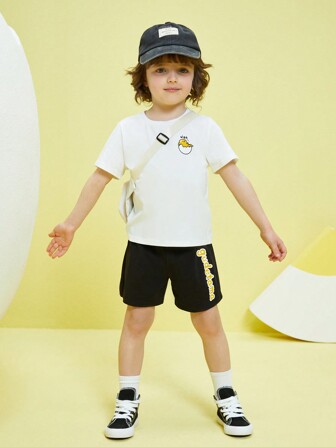 Gudetama X SHEIN 男童卡通&字母圖形套裝