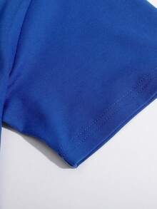 SHEIN EZwear 女款短袖正常版t卹,帶有字母和蝴蝶印花 - 藍色 - 查看 5