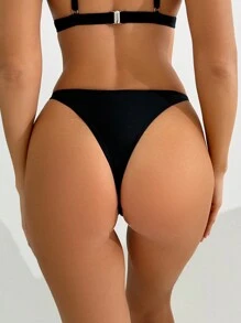 SHEIN Swim Summer Women's Triangle Swimwear Bottom With Mesh Cover Up Skirt, Sexy 2pcs Set For Beach