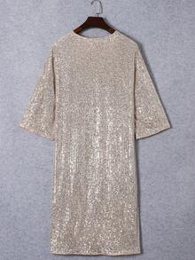 Glitter Trim Long Kimono Cover Up - Apricot - View 2