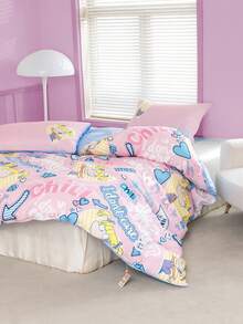 Nick 90s | SHEIN Cartoon Letter Printed Duvet Cover Set - Multicolor - View 5