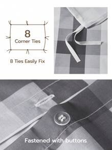 LongNap™ 3-teiliges 95 GSM dickeres Premium-Gingnam-Preppy-Stil Bettwäsche-Set, knackiges Gefühl und atmungsaktiv für heiße Schläfer, perfekt für Schlafzimmer Dorm, Bettbezug mit Knöpfen & 8 Eckenbindungen * 1, Kopfkissenbezug * 1/2, schwarz