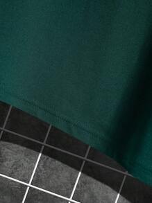 Manfinity Homme Men's Plain Solid Color Round Neck Short Sleeve T-Shirt - Dark Green - View 6