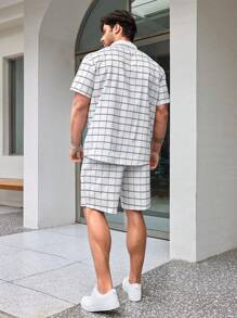 Manfinity Homme Men's Plus Size Plaid Short Sleeve Shirt Suit - Multicolor - View 2