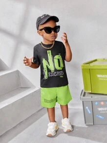 夏季嬰兒男童英文印花短袖t恤和短褲套裝 - 彩色 - 查看 6