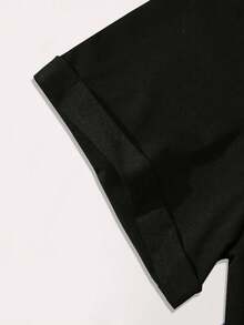 Flirla Plus Size Loose Fit T-Shirt With Music Festival Print - Black - View 4