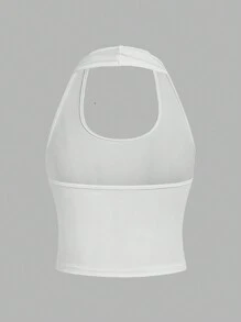 SHEIN EZwear 4件裝休閒簡約短版掛脖上衣，修身女款背心，適合夏季 - 彩色 - 查看 9