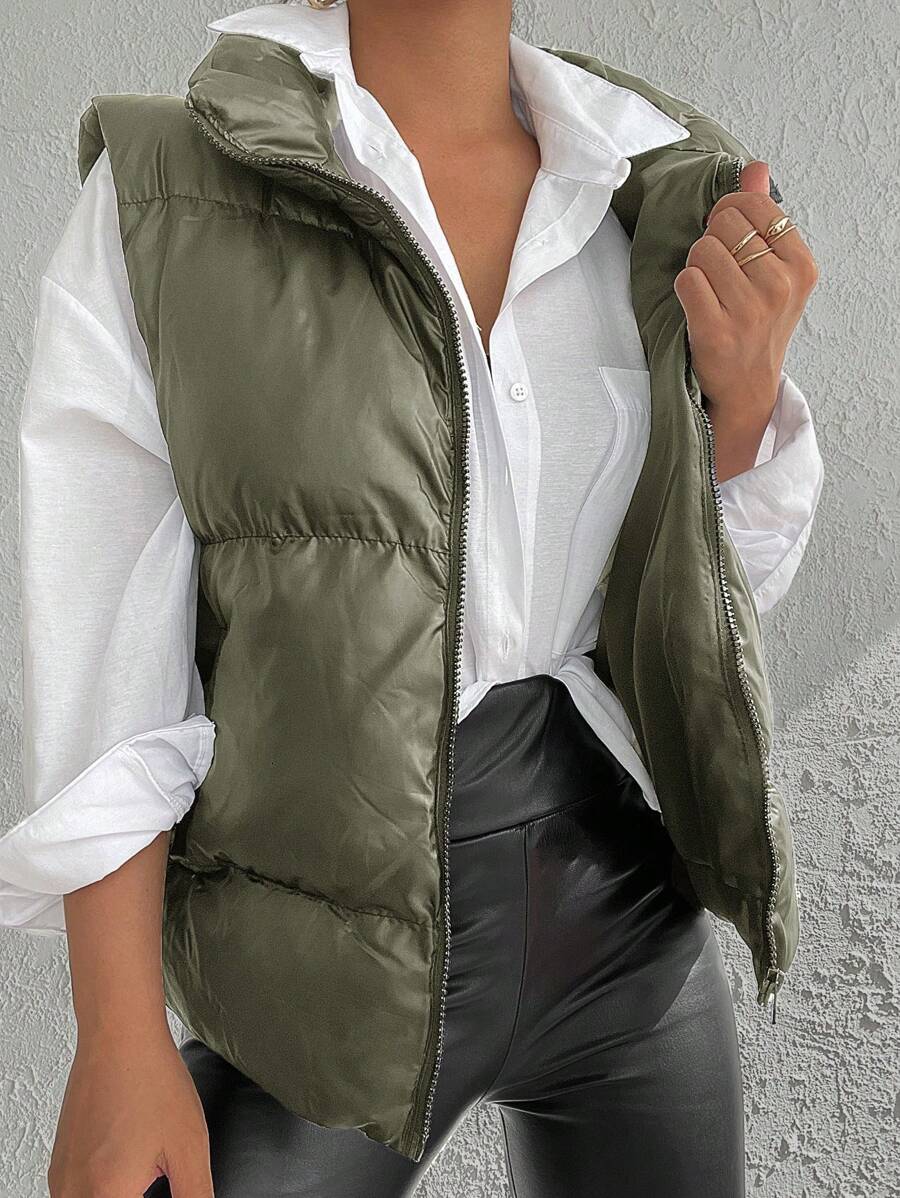 EURMUSE Women's Puffer Vest Jacket - Green - View 1