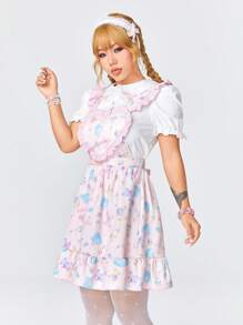 Kawaii Váy dây mảnh trang trí nơ cho nữ có viền xếp nếp phía sau, đi học - Nhiều màu - Xem 11