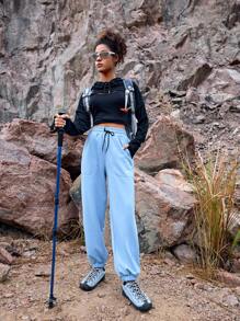 In My Nature Women's Drawstring Elastic Cuff Jogger Sweatpants - Baby Blue - View 4