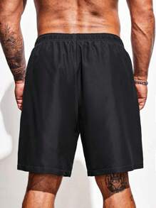 Manfinity Swimmode Men's Plus Size Drawstring Waist Color Block Beach Shorts - Multicolor - View 2