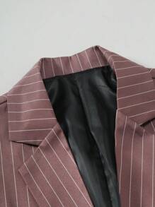 Manfinity Mode Plus Size Men's Striped Lapel Long Sleeve Suit Jacket And Pants Set