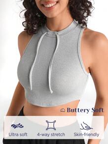 SHEIN Sports Women'S Ribbed Sports Tank Top Gym Top - Grey - View 5