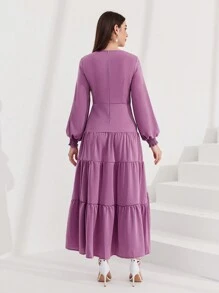 Mulvari Vestido De Las Mujeres Con Encaje En El Dobladillo Y Volantes
