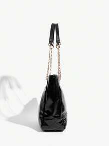 SHEIN Bolso tote de mujer, Bolso de trabajo, Gran capacidad, Bolso acolchado, Bolso negro, Bolso tote - Negro - Ver 8